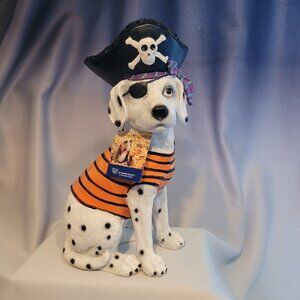 New Halloween Pirate Dalmatian Statue with Eye Patch and Pirate Hat